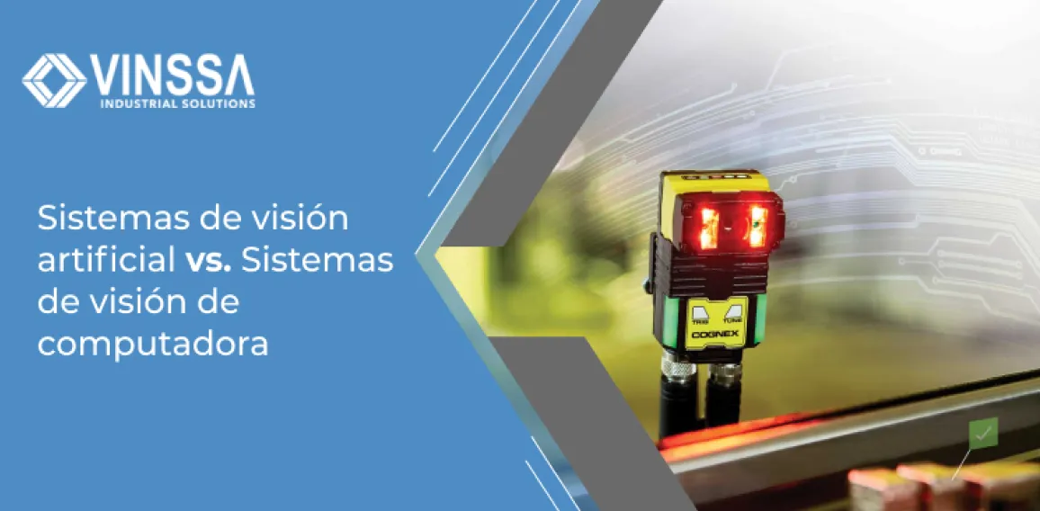 Sistemas de visión artificial vs. Sistemas de visión de computadora — sensor Cognex sobre línea de producción